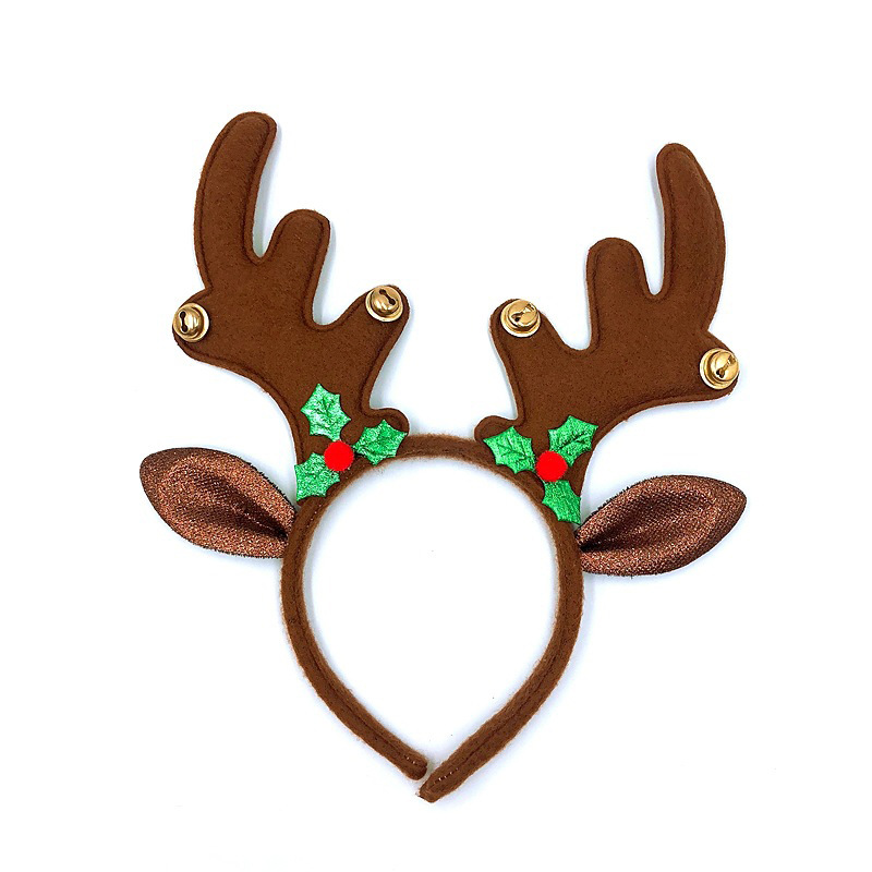 Navidad para adultos niños festivos vestido de corno de ciervo tocado de mujer red brillante velhos ornamentos de hebilla de brazalete
