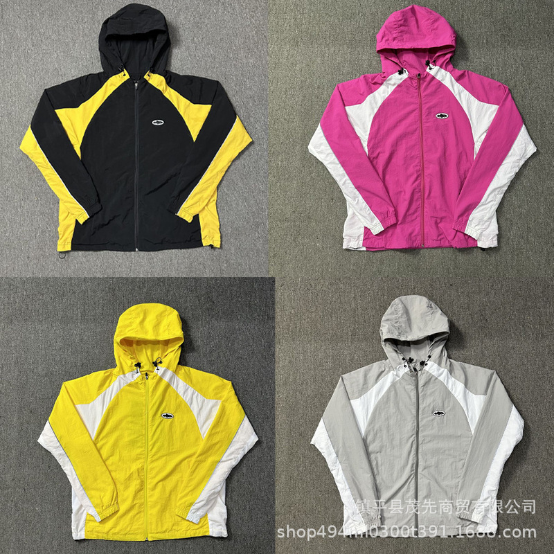 Cross-border corteiz Alcatraz Island Stitching Jacket Coat Five-point Pants European and American Breathable Casual Sports Hooded Windbreaker Cross-border corteiz Alcatraz Island Stitching Jacket Coat Five-point Pants European and American Breathable Casual Sports Hooded Windbreaker
