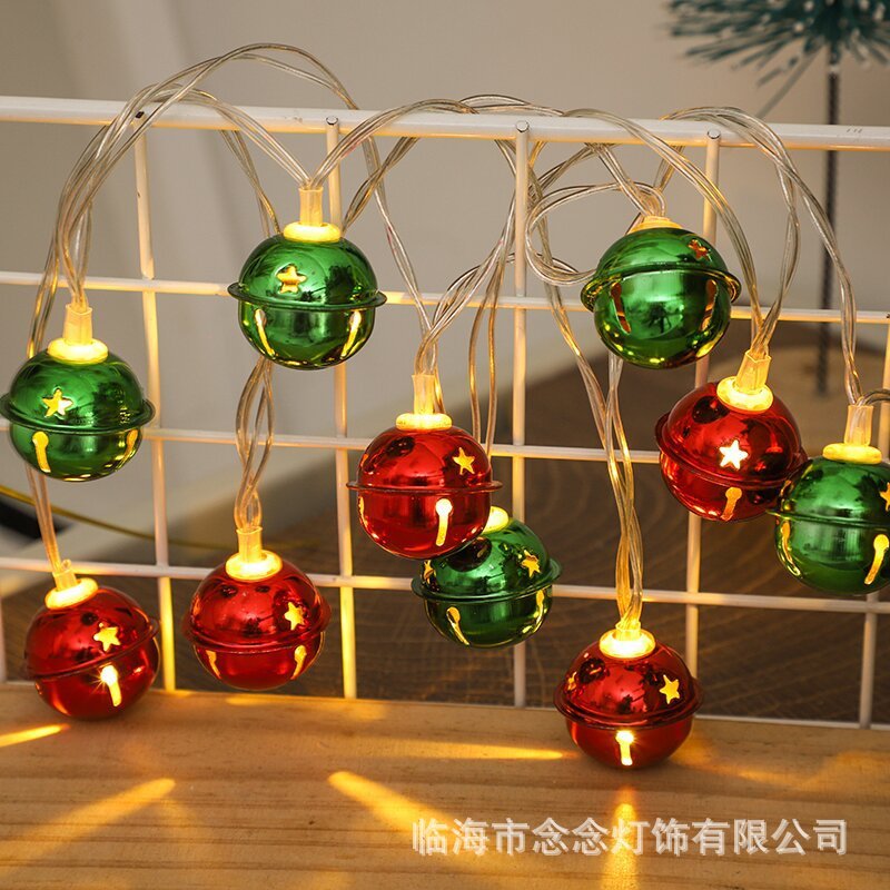 国境を越えた新しい太陽エネルギー鉄芸クリスマスベルLEDカラーランプ小夜灯クリスマスシーン装飾小夜灯|undefined