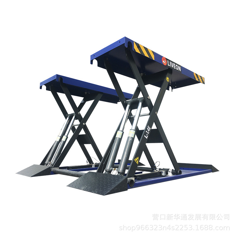 Elevador de tijera 1,4 M elevador de automóviles cuatro cilindros de aceite ultrafino pequeño equipo de protección automática de elevación de cizalla
