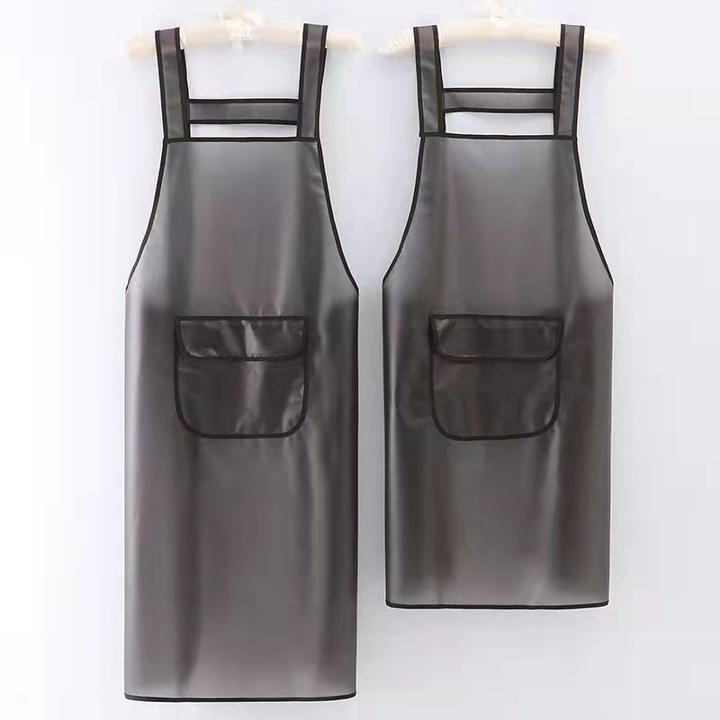 Venta al por mayor nuevo impermeable a prueba de aceite delantal mujer hogar cocina TRABAJO ROPA catering acuático suave cuero TPU delantal