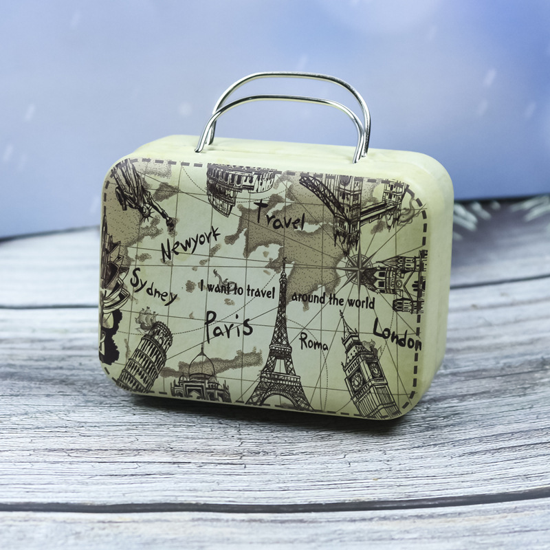 Retro maleta mini maleta caja de hierro caja de dulces monedero caja de monedas de regalo creativo caja de metal caja de embalaje