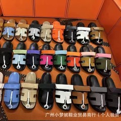 纯源高品质二舅拖夏季通勤一字带拖鞋厚底魔术贴休闲沙滩鞋情侣款