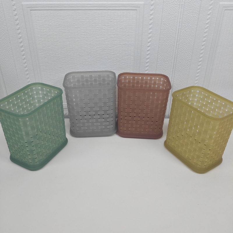 Mayorista oficina barril bolígrafo bolígrafo circular transparente bolígrafo de maquillaje casero cepillo de almacenamiento canasta bolígrafo de plástico