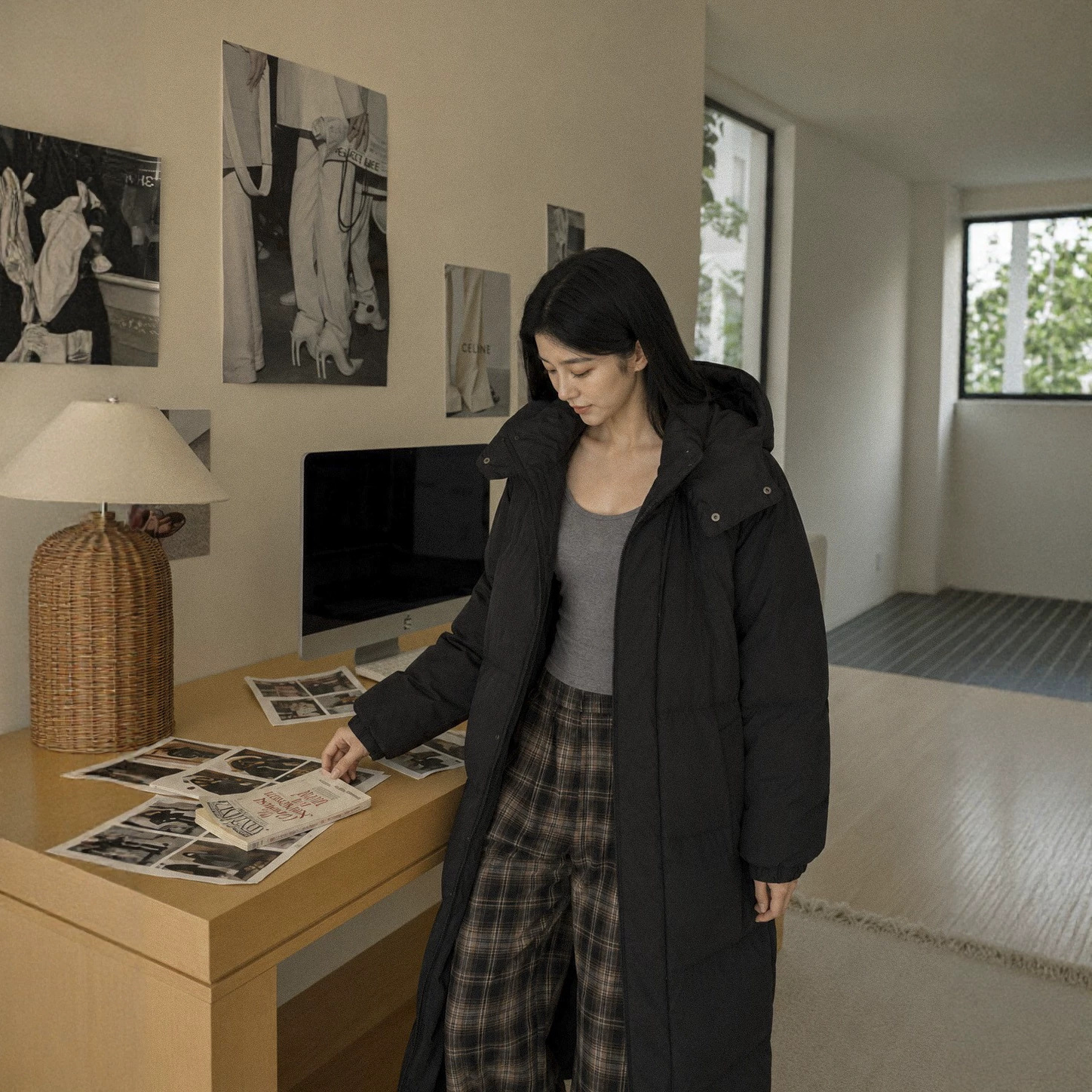 ADAM BO秋冬中长款连帽羽绒服90白鸭绒可拆卸宽松男女款保暖外套