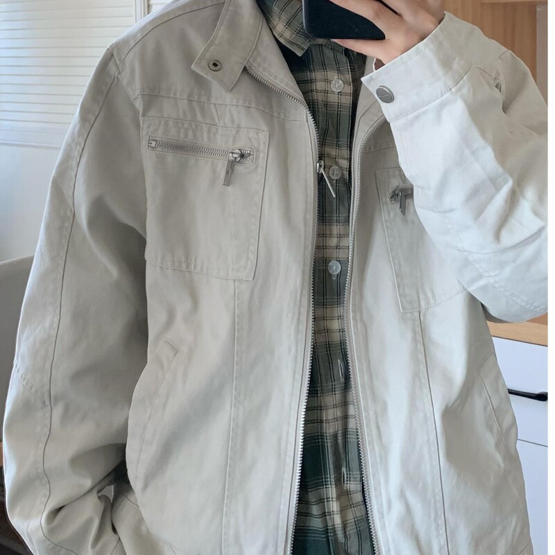 American Retro Cleanfit Canvas Jacket for Autumn and Winter, Unisex Trendy Brand Loose Fit Cool Workwear Jacket