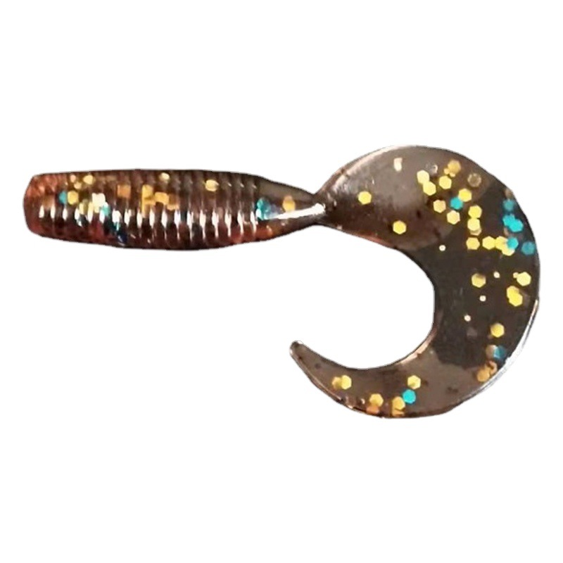 Transfronterizo nuevo cebo suave Texas grupo de pesca cola rizada flor rebordear bajo raya blanca mar pesca agua dulce 4.5c mini cola única