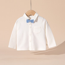 儿童白衬衫中小男童打底衫宝宝长袖休闲纯色翻领打底衣小学生校服
