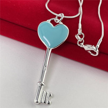 外贸爆款镀银钥匙心形滴油上色烤漆吊坠 时尚首饰新品上市YN005