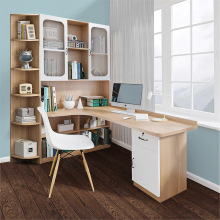 实木转角书桌书架组合电脑台式写字桌书柜家用儿童卧室拐角学习桌