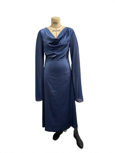 Elegant temperament, split long-sleeved, long dress, new hot style, fashionable, slim dress