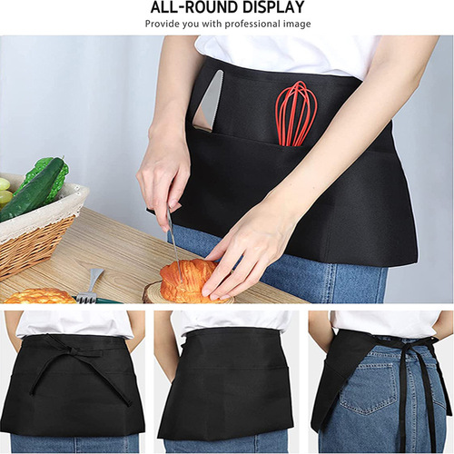 Amazon Cross-border Service Apron Black Waterproof Stain-proof Restaurant Hotel Kitchen Work Half Apron
