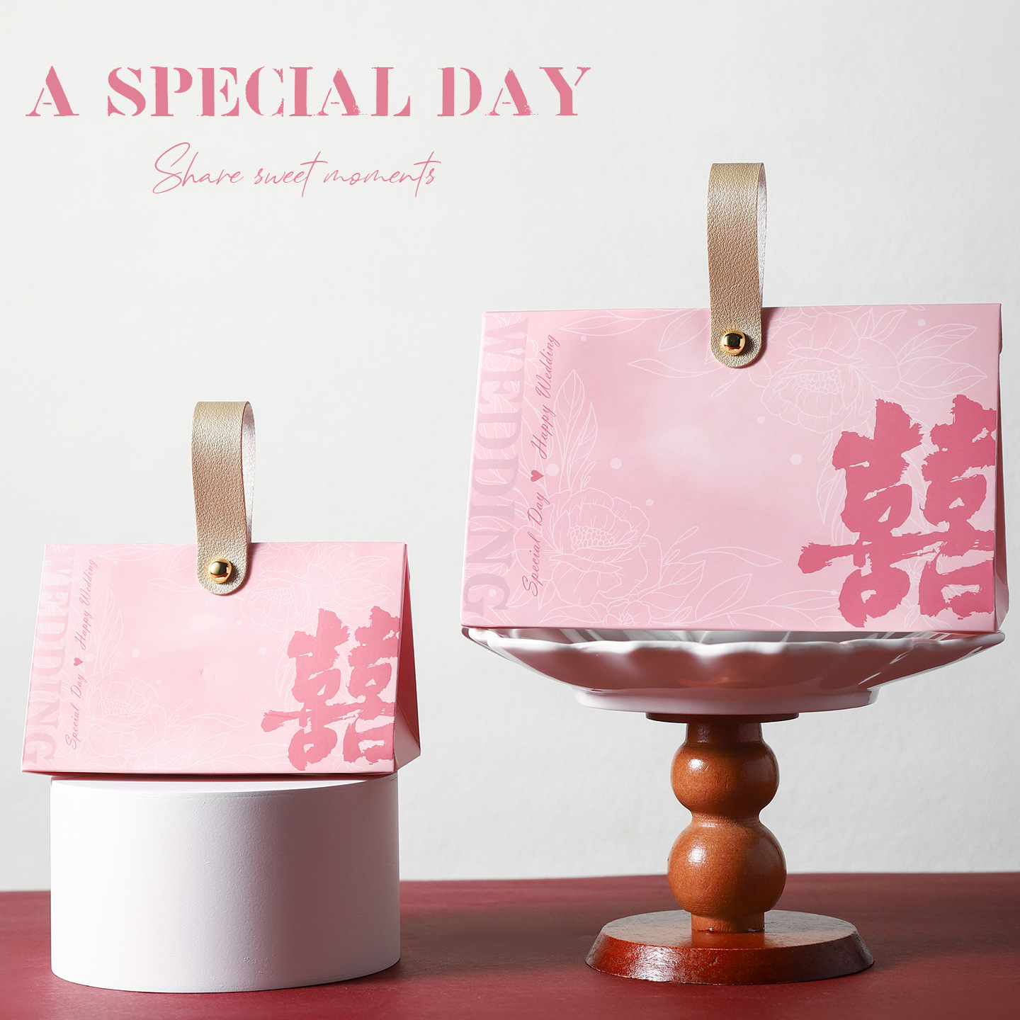 2505 horizontal pink + gold leather rope