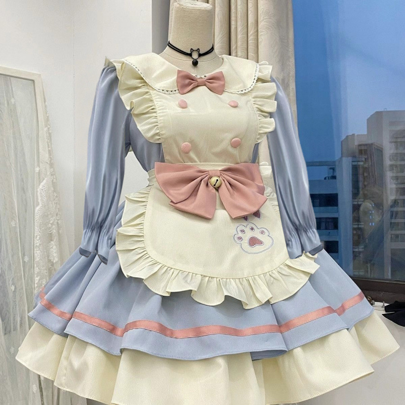猫レストランかわいいopショートメイドロリータドレスエプロン日本ロリータ甘い女の子新しいスタイル|undefined