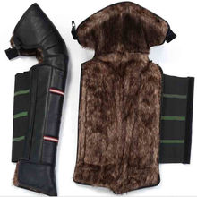 澳洲真皮毛一体纯羊毛护膝加厚防寒加长冬季骑车保暖护腿挡风防水