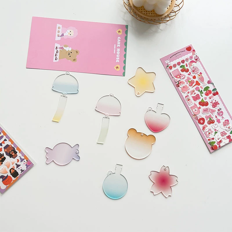 Прозрачный градиент перезвон ветра акриловая слизь Чак оптом DIY Goo пластина брелок креативная декоративная слизь этот маленький кулон