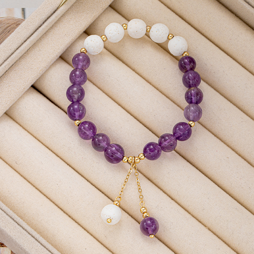 Amista natural de Uruguay pulsera de piedra volcánica de cristal minimalista para mujeres estudiantes de oficina pulsera de regalo para amigos