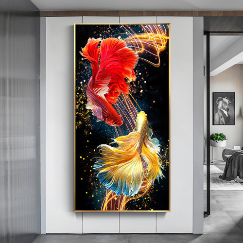 5D Diamond Painting  New Full Drill Living Room Entrance Koi Fish Year After Year Point Drill Sticker DIY Cross-Stitch