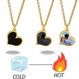 跨境欧美金属几何爱心个性风的热激活魔法项链与定制图片热卖爆款