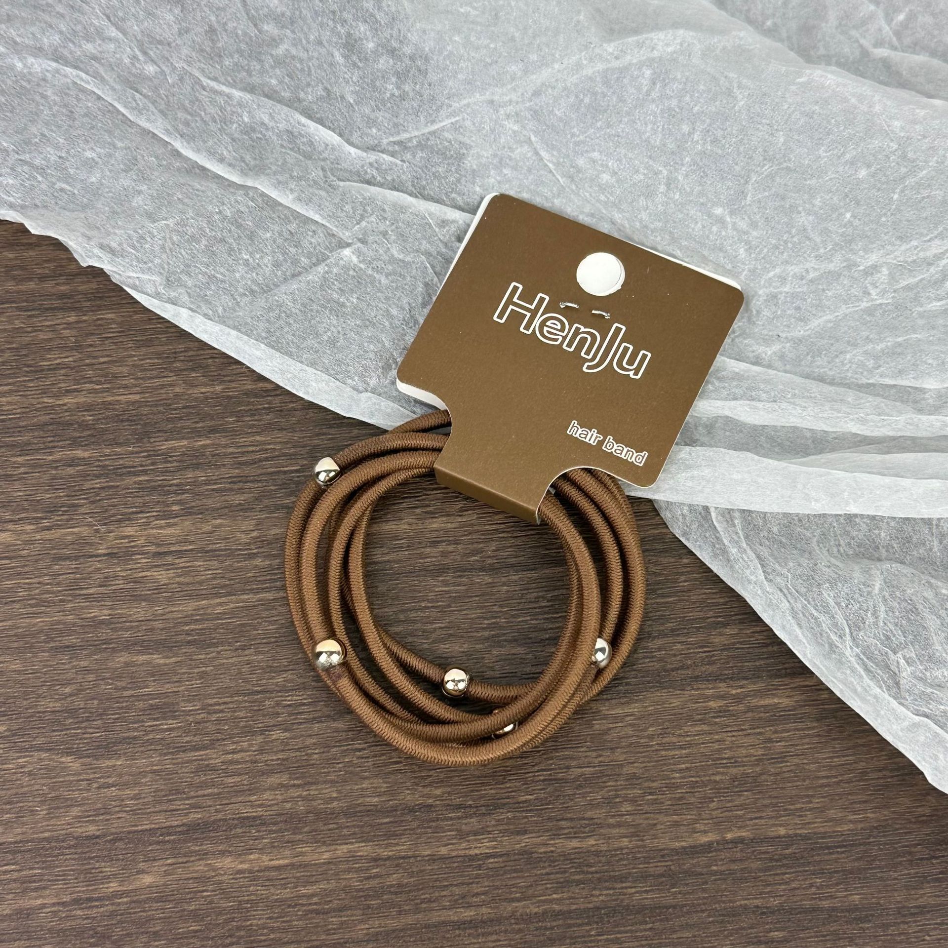 5 pezzi di corda per capelli con perline dorate, super resistente, elastica, semplice, accessorio per capelli con coda di cavallo_voghion.com