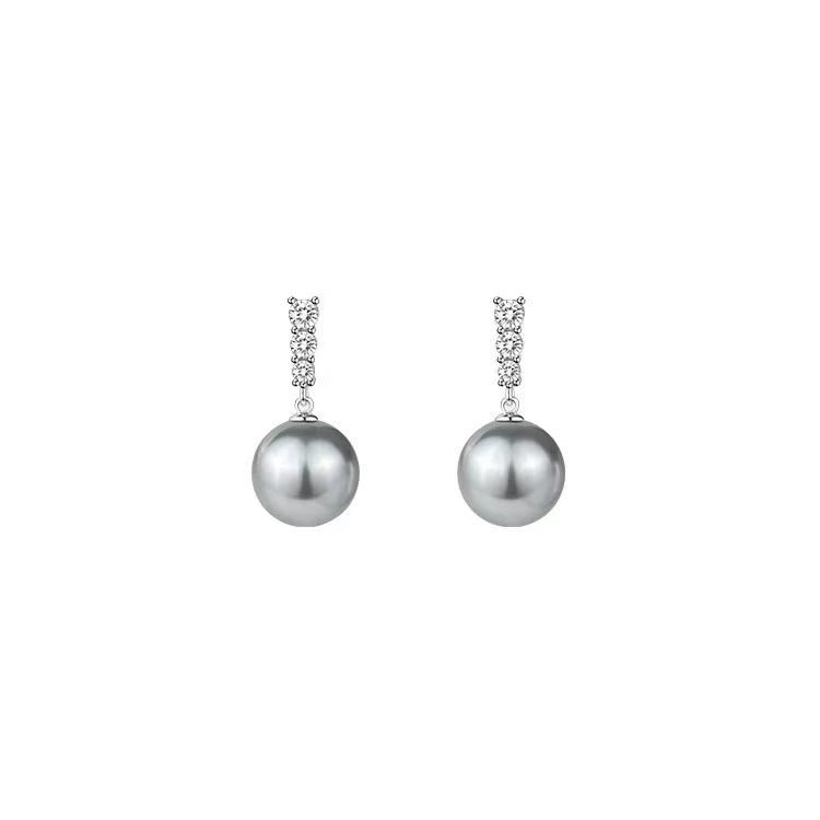 Серебряные серьги-капли с zirconia кисточками белые или серые 18K чистоты, лёгкая роскошь и простая элегантность