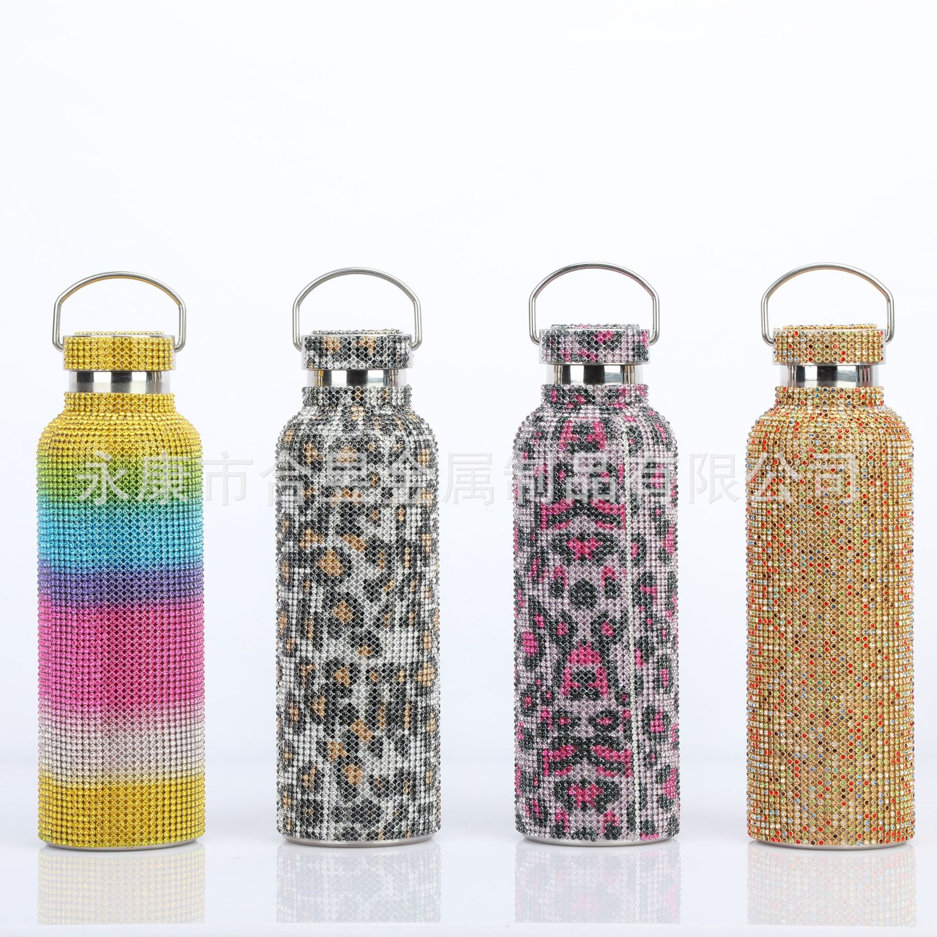 Taza de vacío de acero inoxidable 304 de diamante transfronterizo con cadena trasera Copa de agua de diamante Taobao TikTok regalo en vivo moda