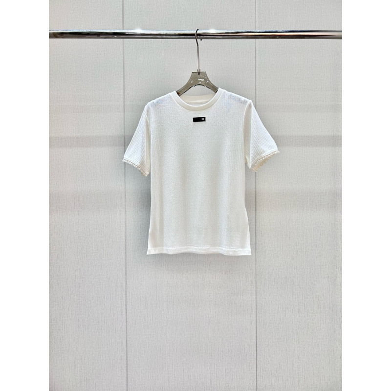 Nanyou High-End Fashion Women's Lace-Trimmed Knit Short-Sleeve T-Shirt, Cool and Sweet, Everyday Korean-Style Simple Design