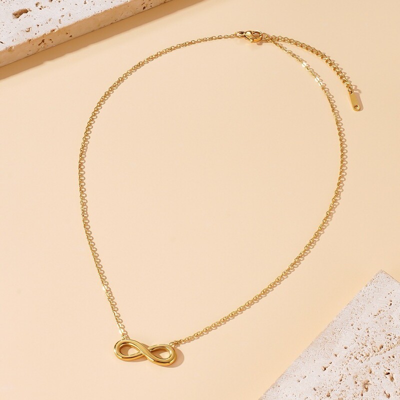 Popular Ins Minimalist Versatile Infinity Love Figure-Eight Necklace for Women Titanium Steel Clavicle Chain Eternal Love Necklace