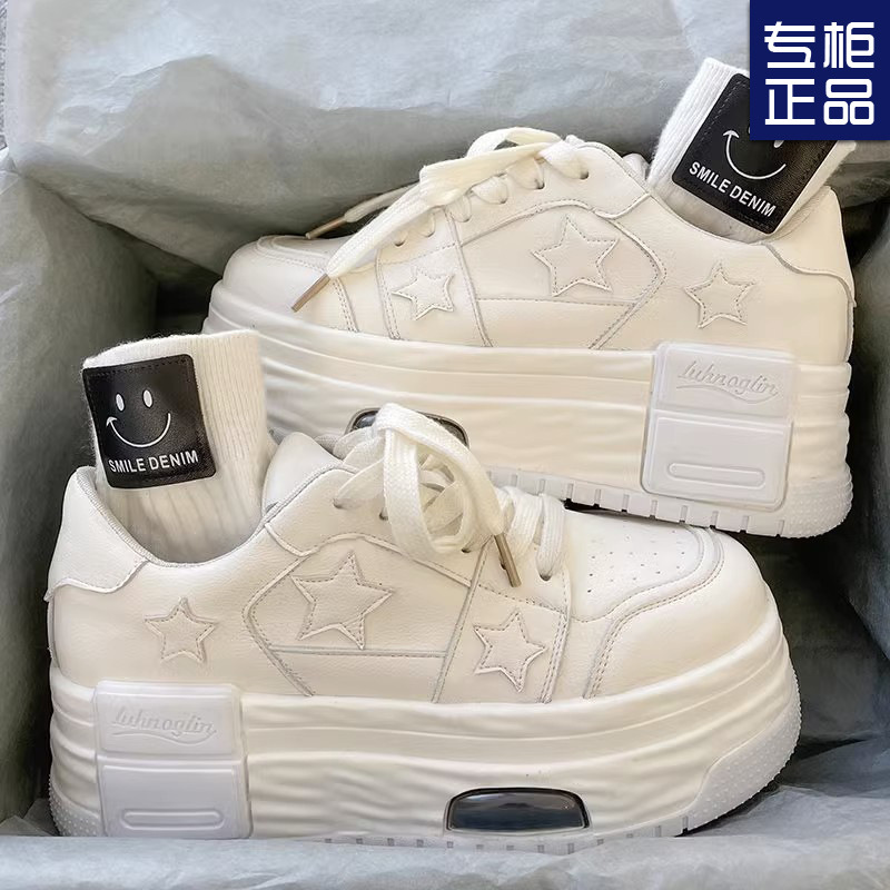 2024 spring and summer new foreign trade heightening small white shoes women's high-end sense stars sports casual shoes skate shoes border trade cross-border