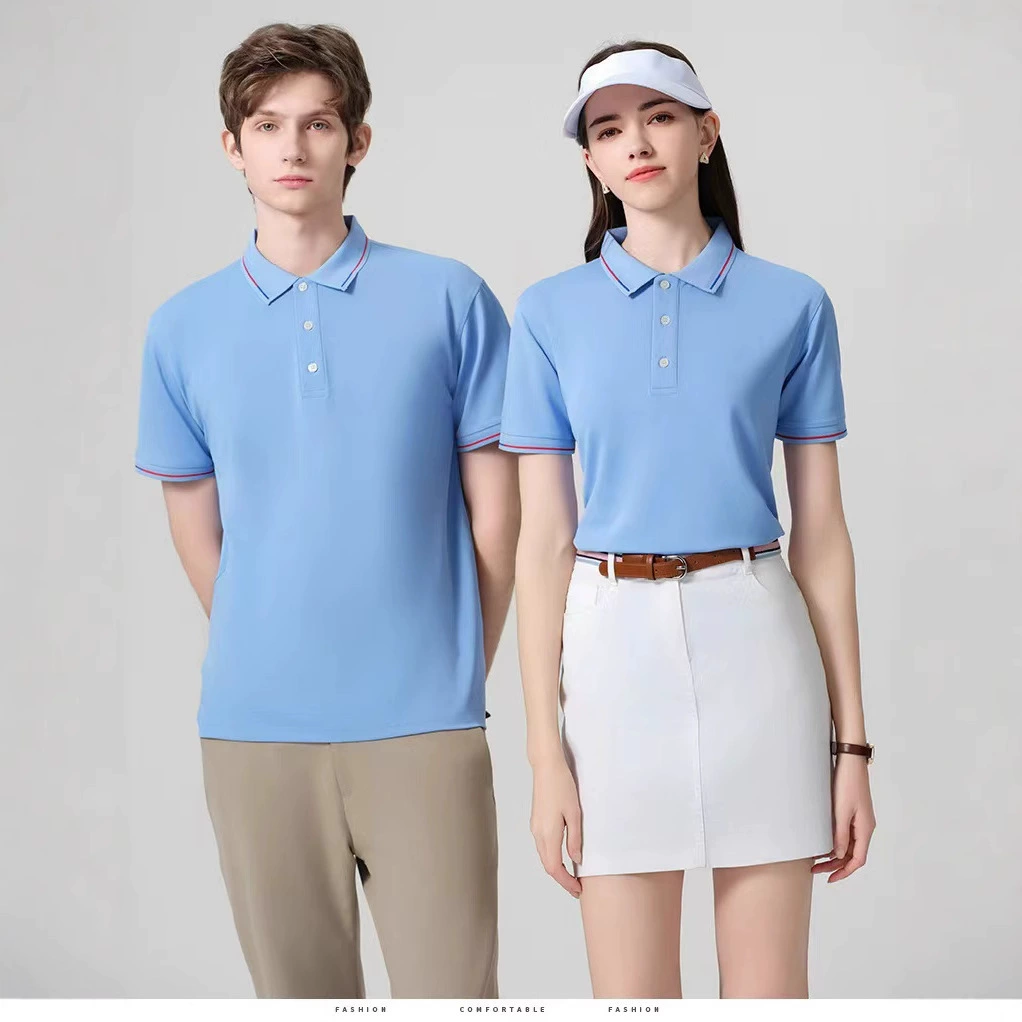 Фабрика прямых продаж Летний короткий рукав с отворотом из полиаммиака из шелка Pool рубашка рекламная рубашка футболка с вышитой печатью логотипа