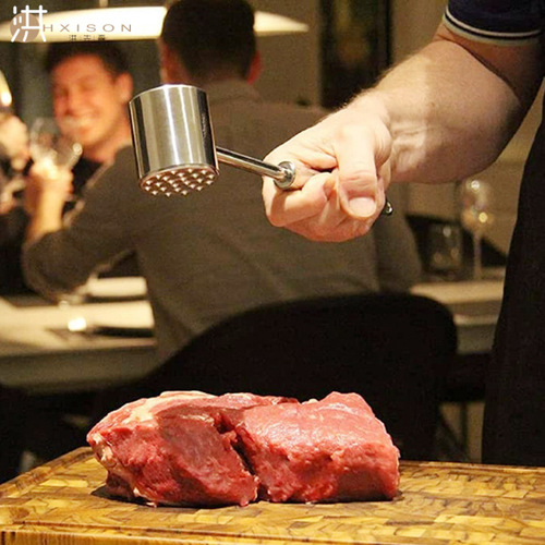 Amazon 304 stainless steel meat hammer home kitchen tool meat tenderizer, double-sided meat hammer for lamb chop and steak