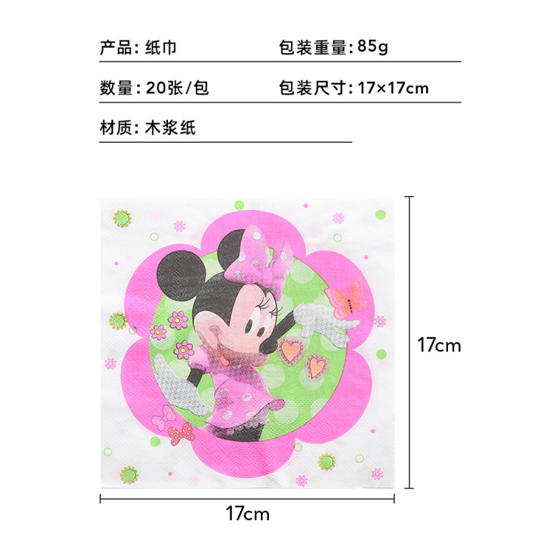 新品アニメ漫画ピンクミニーマウスお誕生日パーティー使い捨て食器紙皿ティッシュ雰囲気飾り|undefined