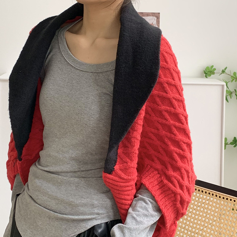 Chal de punto nuevo estilo estilo estilo estilo amplio exterior suelto estilo exterior exterior de alta calidad estilo estilo exterior de color exterior temperamento chaqueta cardigan