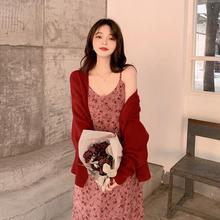 秋季套装裙女2020年新款针织外套气质吊带连衣裙时尚女神范两件套