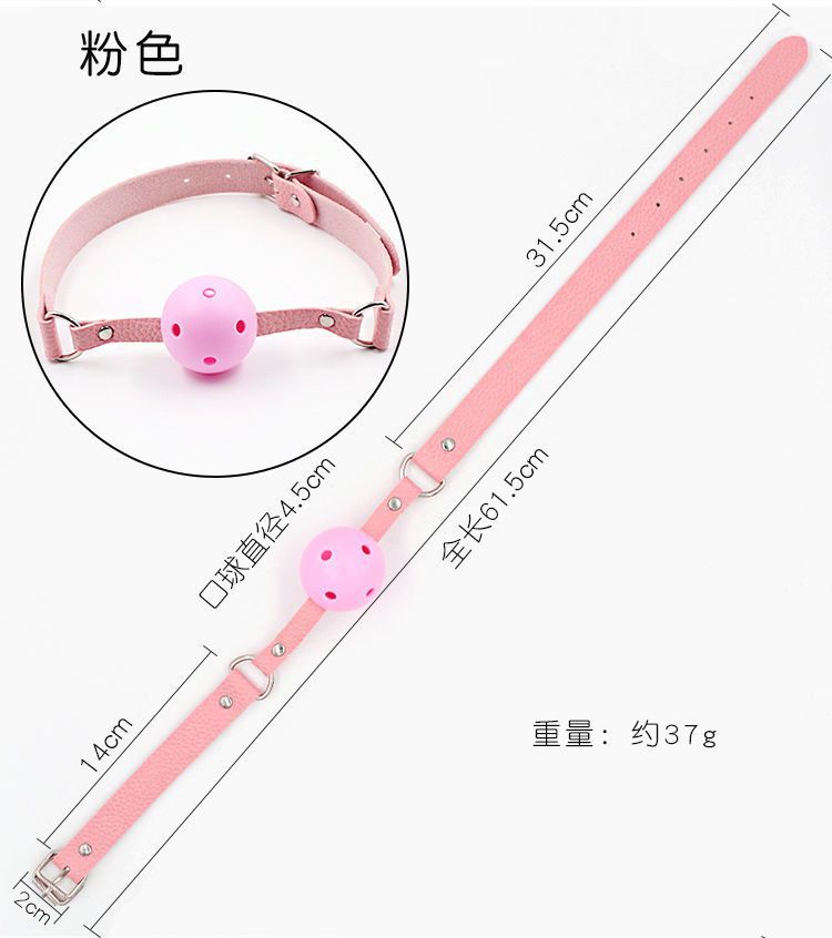 Jiuai SM Oral Ball Gag with Ribbon Tie, Leather and Metal Restraint for Adult Couples — detail image 4