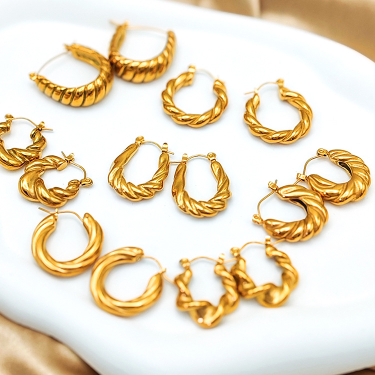 11g Weight 0.05µm-0.08µm Gold Plating Thickness PVD Coated Gold Plating Process 304 Stainless Steel Ear Needle Material 14K Real Gold Plated, Real Gold Plated Plating Material Hoop Earrings Classification 1 Pair Quantity Daily Occasion 304 Stainless Steel Material Geometric Pattern Women's Gender Simple Style Style Waterproof Non Tarnish, Plating Craft PVD Coated 18K Gold Real Gold Plated Geometric Stainless Steel Simple Style Waterproof Non Tarnish Hoop Earrings 5
