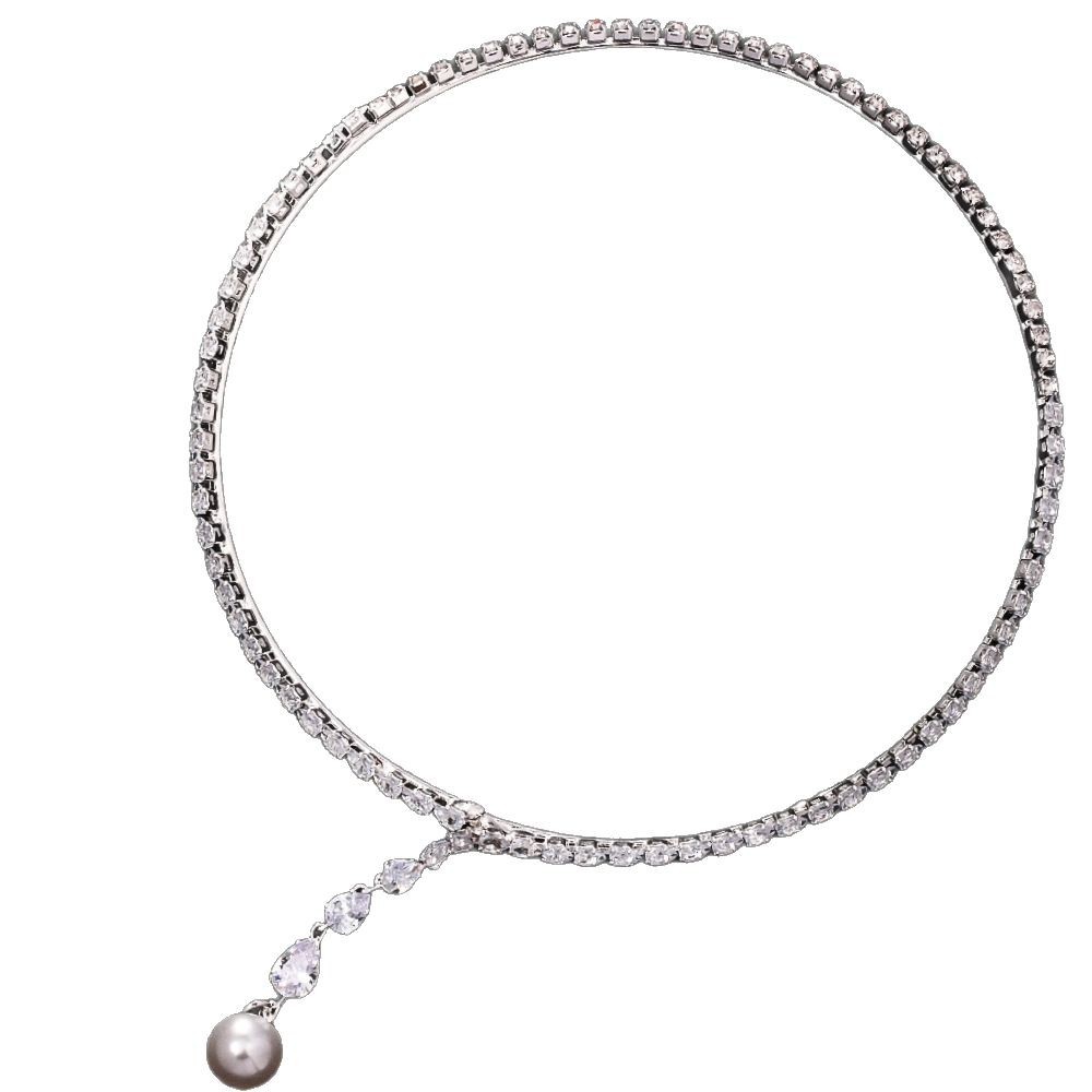 AliExpress venta caliente de perlas clavícula de collar de diamante francés retrógrado collar ajustable