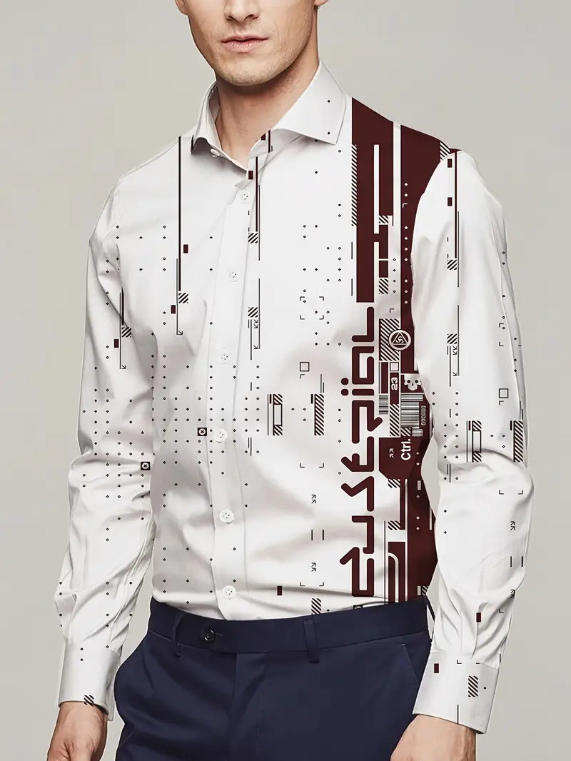 Productos europeos American Cross-border 2025 nueva tendencia de la moda casual todo fósforo cool guapo camisa de manga larga MB12