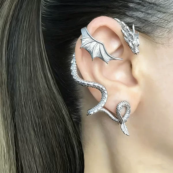 Vintage Dragon-Shaped Ear Cuff for Women, Trendy Punk Style, Creative Ear Clip Wholesale