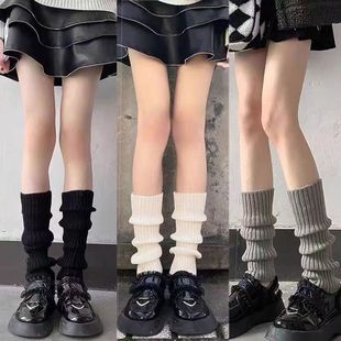 Grey Socks Women's Autumn and Winter Knitted Stacked Socks Shown Legs Thin Thick Legs Spice Girls All-match Simple Leg Cover Warm Socks for Children