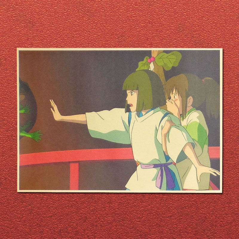 千と千尋の神隠し宮崎駿アニメーションクラフト紙ポスター装飾絵画寮カフェフォトフレーム壁ステッカー|undefined