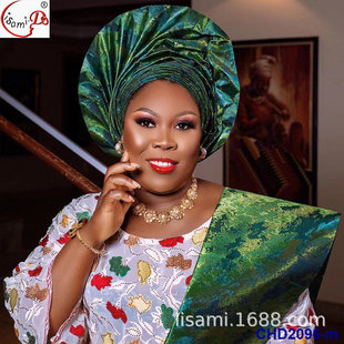 African Fashion Gold Silk Women's Ethnic Style DIY Foldableing Holiday Headscarf One Piece Two Pieces Sego Headtie
