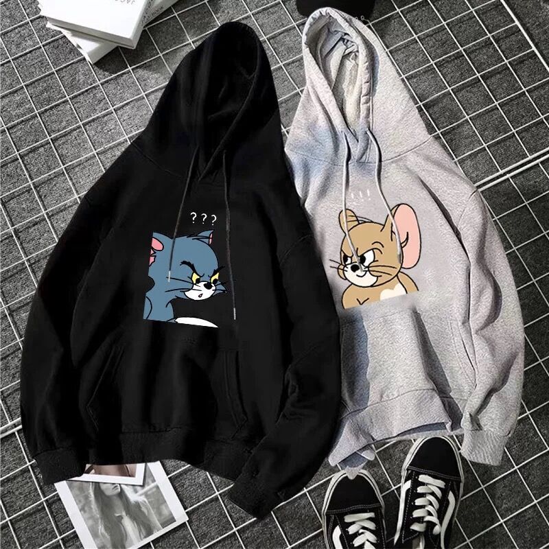 Hooded Sweatshirt Men's Autumn and Winter Trendyy Loose Jacket Tom and Jerry Student Class Uniform Loose Cheap Couple Wear 12