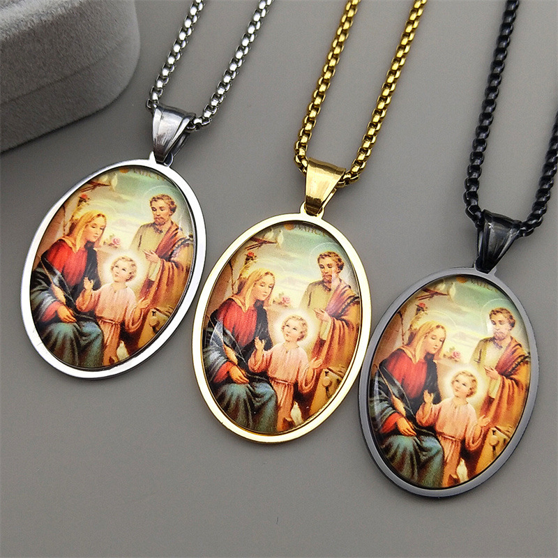 Cross-Border European Joseph Jewelry Time Gemstone Pendant Necklace for Women Versatile Fashion Black Sweater Chain Accessory