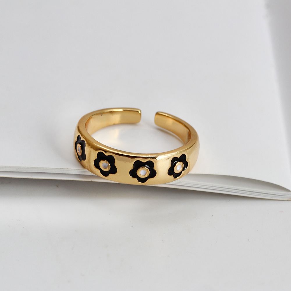 Fashion Devilu0027S Eye Flower Copper Enamel Open Ring 1 Piece