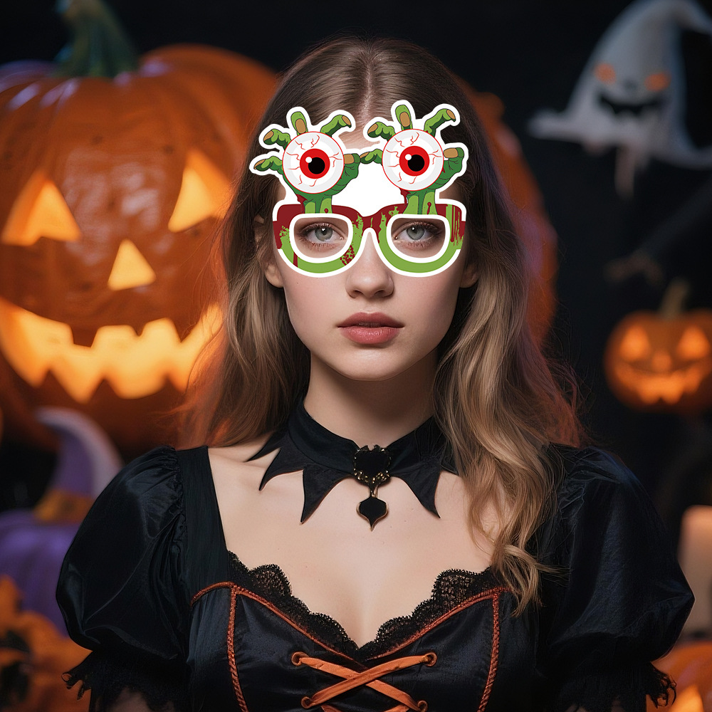 Nueva decoración de Halloween gafas de papel cuchillo de sangre de calabaza accesorios de fotografía fantasma fiesta vestido extraño marco de gafas