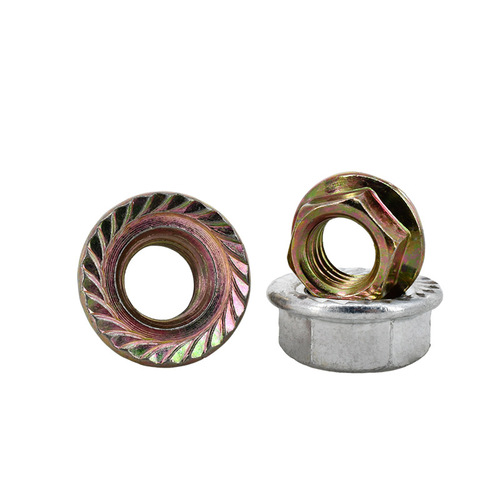Carbon steel high-strength white zinc flange nut M3-M12 anti-slip padded nut galvanized hexagonal locking color zinc nut