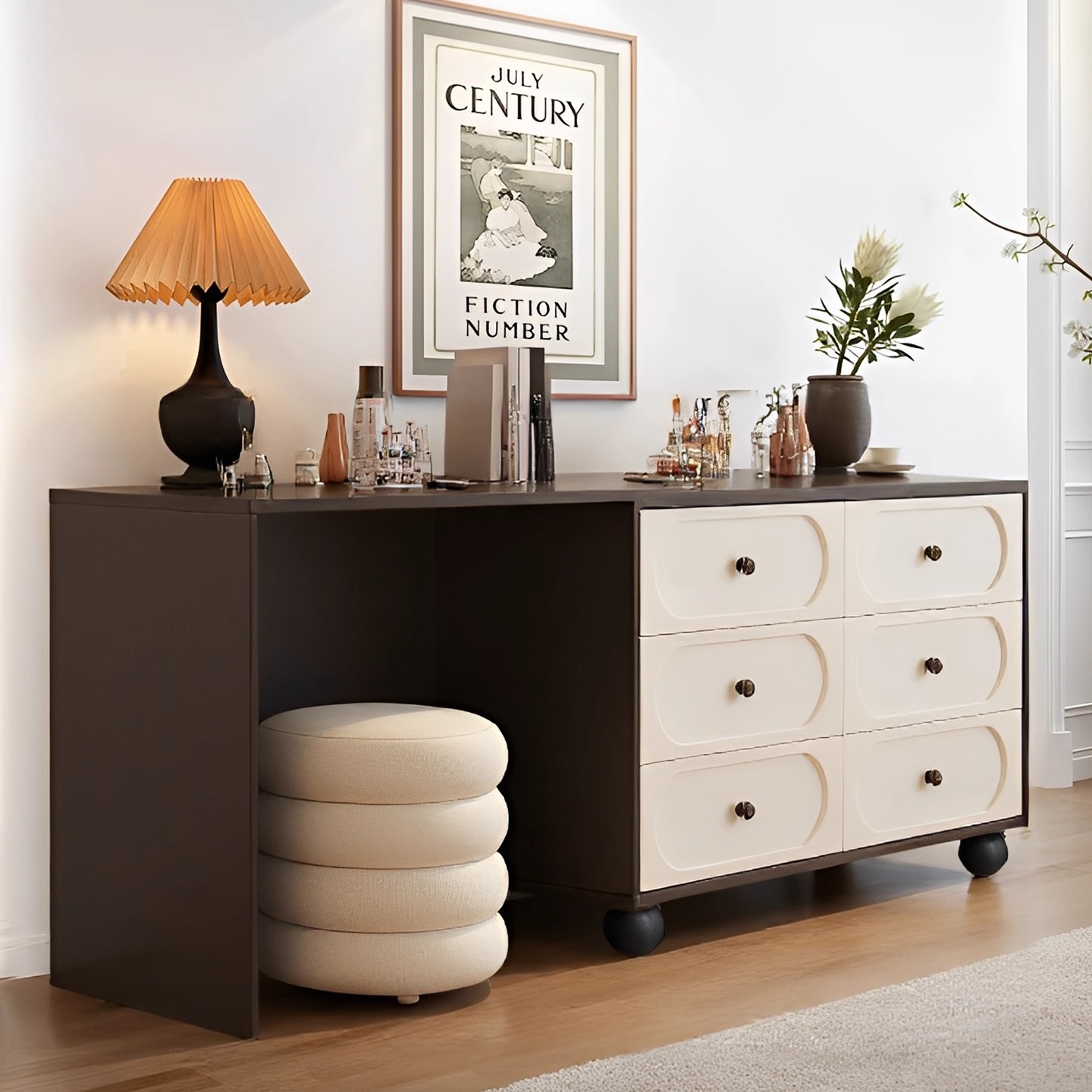 2025 nuevo armario de tocador en una pequeña cama de dormitorio cola de luz lujosa alta sensación de esquina tabla de maquillaje retráctil