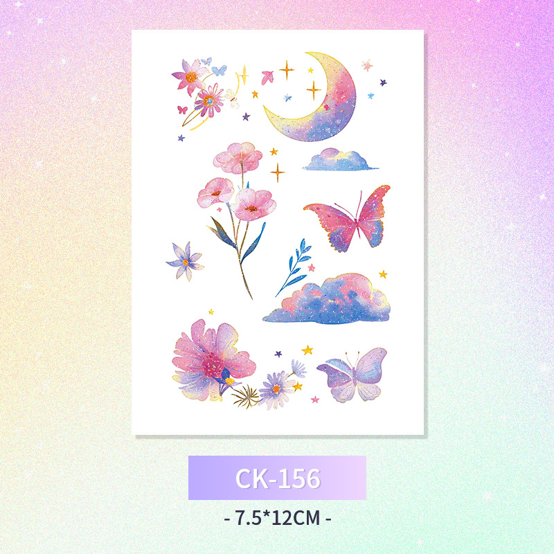 Glitter mariposa cara pegatinas tatuaje pegatinas hadas lavable impermeable de larga duración lindo unicornio ciervo Luna Estrella Planeta