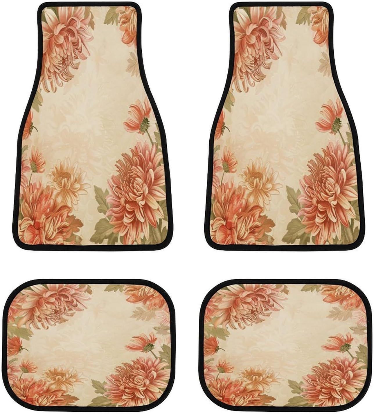 Cross-border Amazon Retro Flower Crystal Velvet Car Mat Easy-care Non-slip Dirt-resistant Comfortable Universal Mat